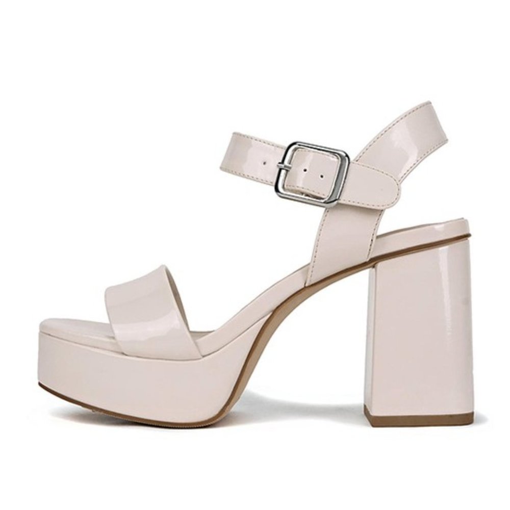 OFF WHITE MACEY OPEN TOE ANKLE STRAP PLATFORM FAUX LEATHER STRAPPY SANDALS NIB - Picture 2 of 6